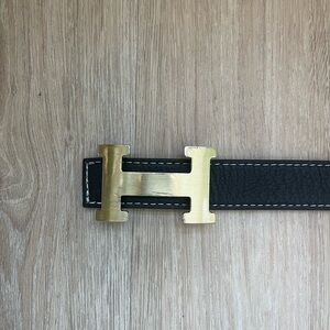 Black Hermes Leather Belt